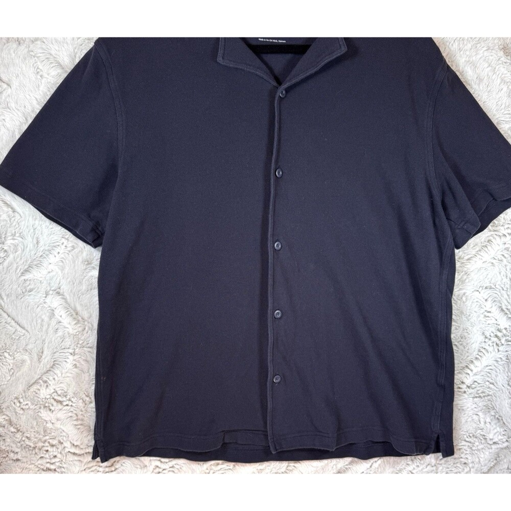 Everlane Shirt Mens L Navy Blue Collared Short Sleeve Full Button Casual Cotton - Picture 3 of 10